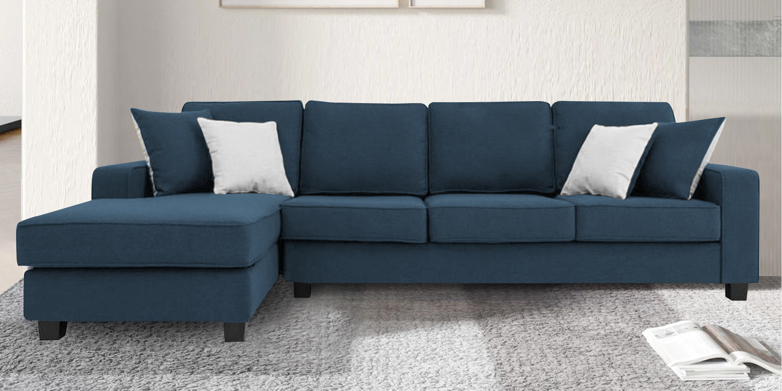 Ladybug Fabric RHS Sectional Sofa (3+Lounger) In Light Blue Colour