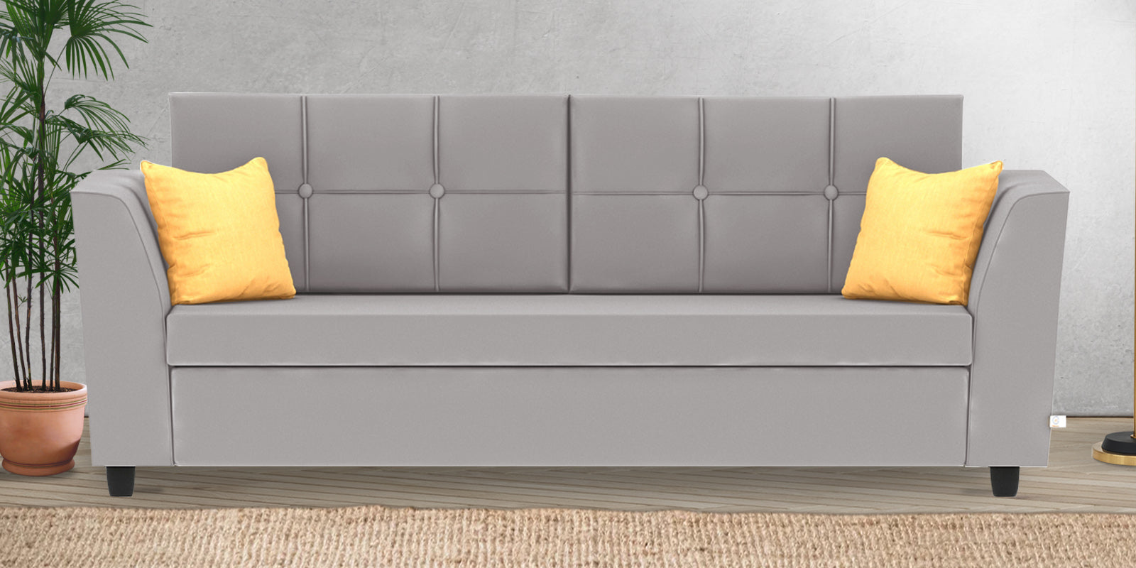 Nestin Velvet 3 Seater Sofa in light grey Colour