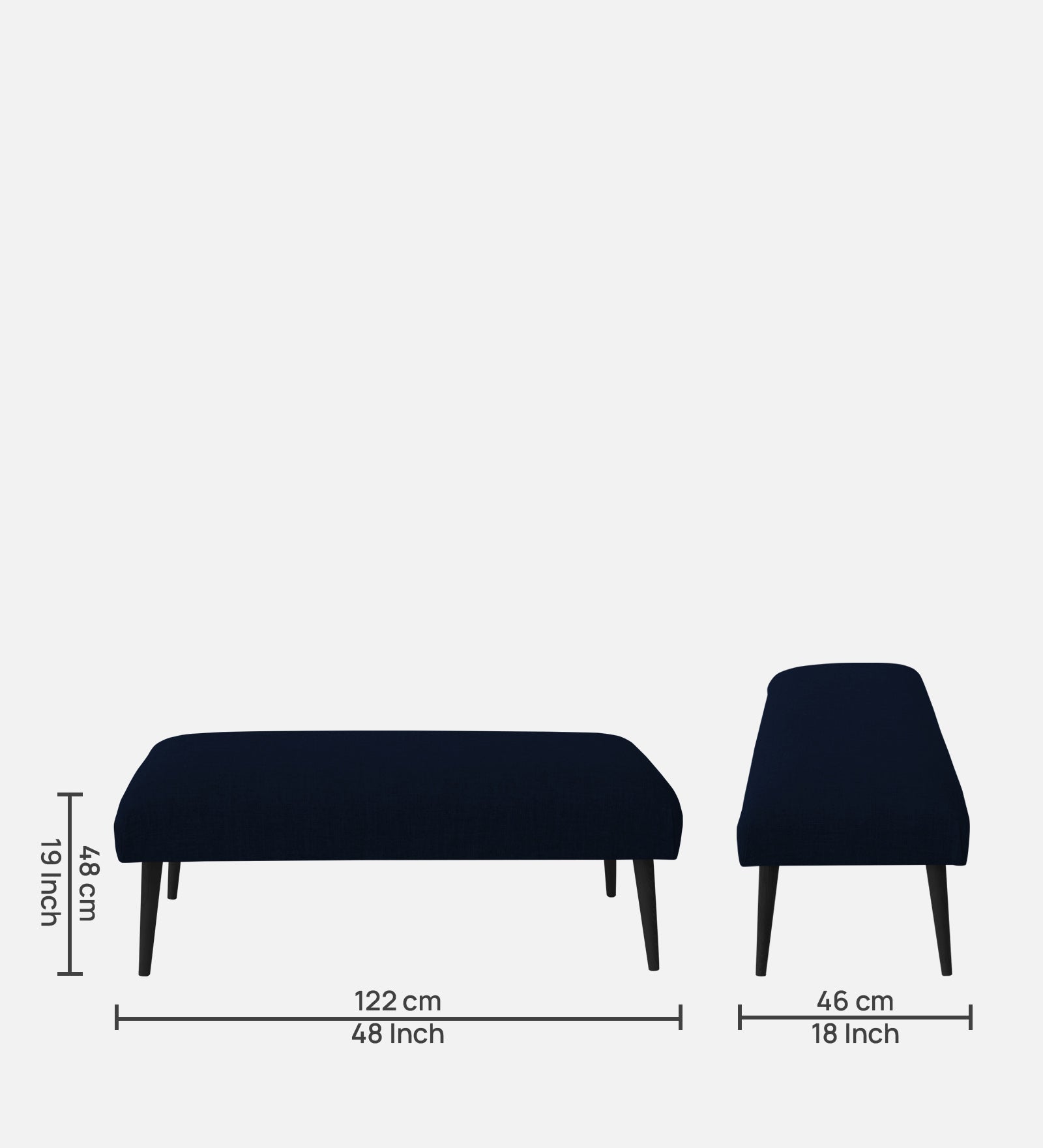 Adon Velvet Bench In Dark Blue Colour