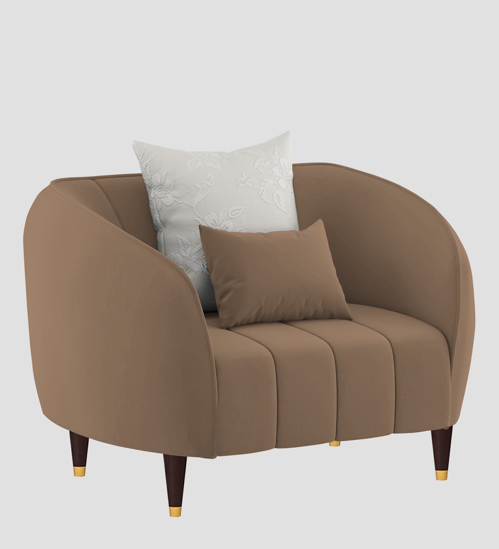 Hairo Velvet 1 Seater Sofa In  Mocha Mouse Colour - Febonic Living