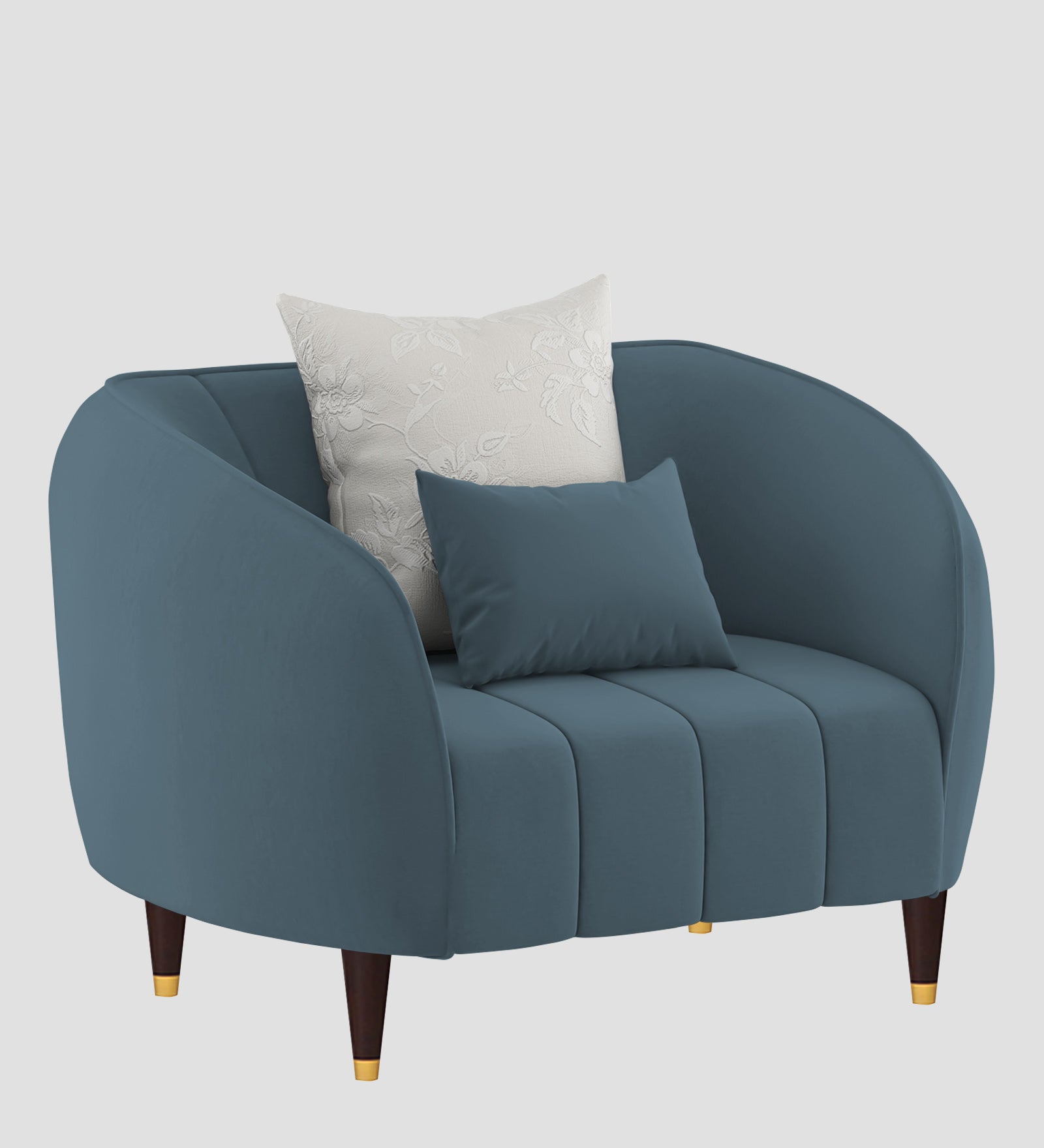 Hairo Velvet 1 Seater Sofa In  Oxford Blue Colour - Febonic Living