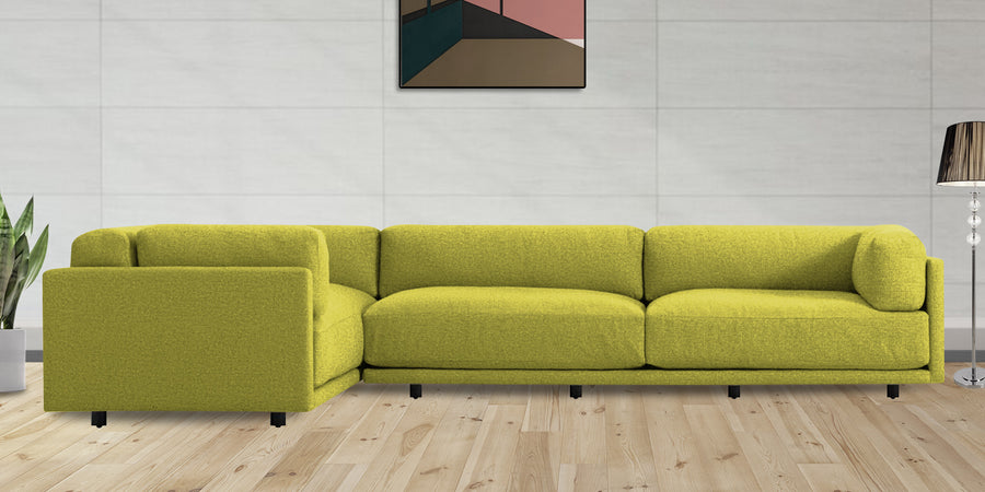 Nixon Fabric 6 Seater Rhs Corner Sofa In Parrot Green Colour - Febonic Living