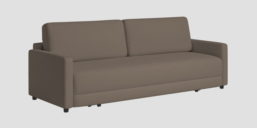 Leora Fabric 3 Seater Convertible Sofa Cum Bed In Hazel Beige Colour - Febonic Living