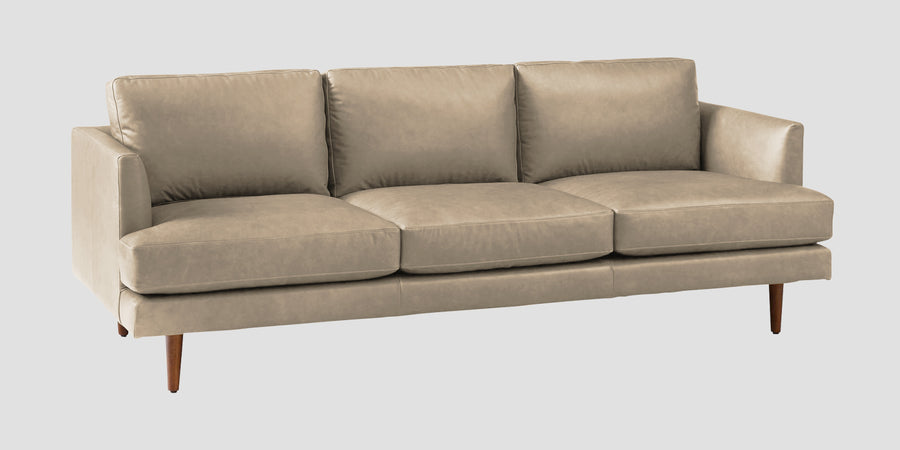 Sterio Leatherette 3 Seater Sofa In Tan Beige Colour - Febonic Living