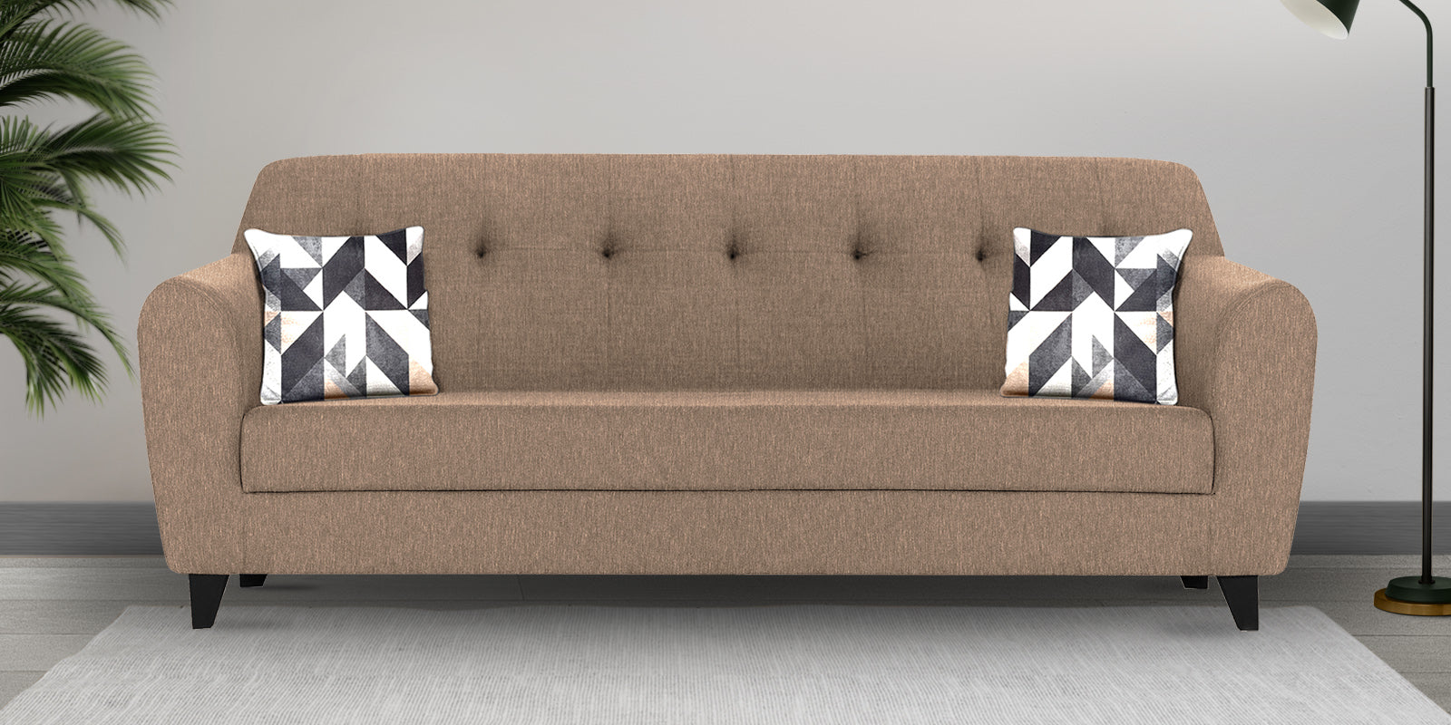 Melaan Fabric 3 Seater Sofa In Cookie Beige Colour