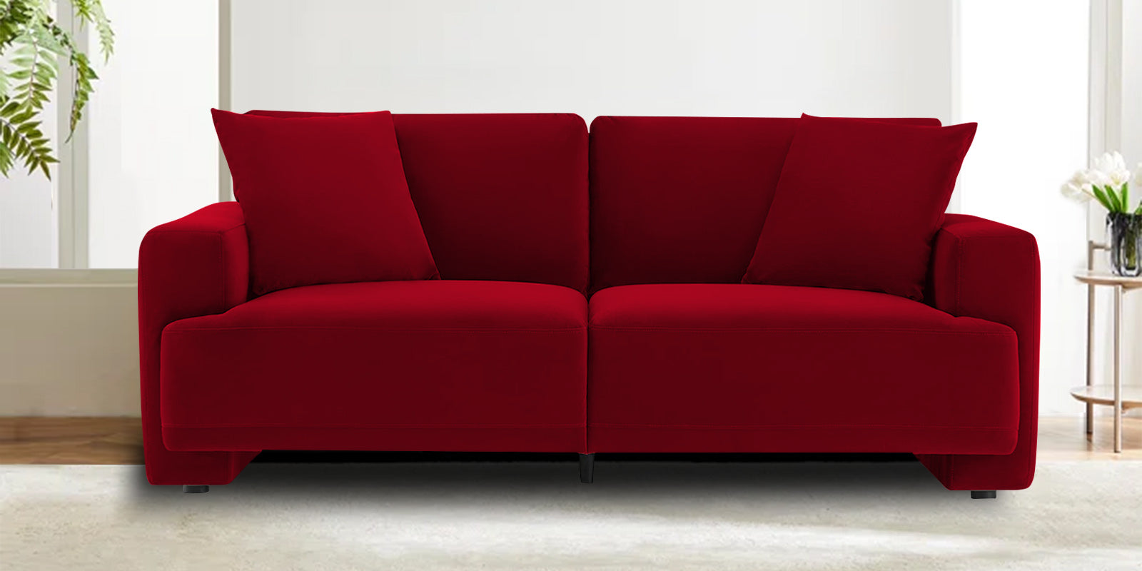 Kosta Velvet 2 Seater Sofa in cherry red Colour