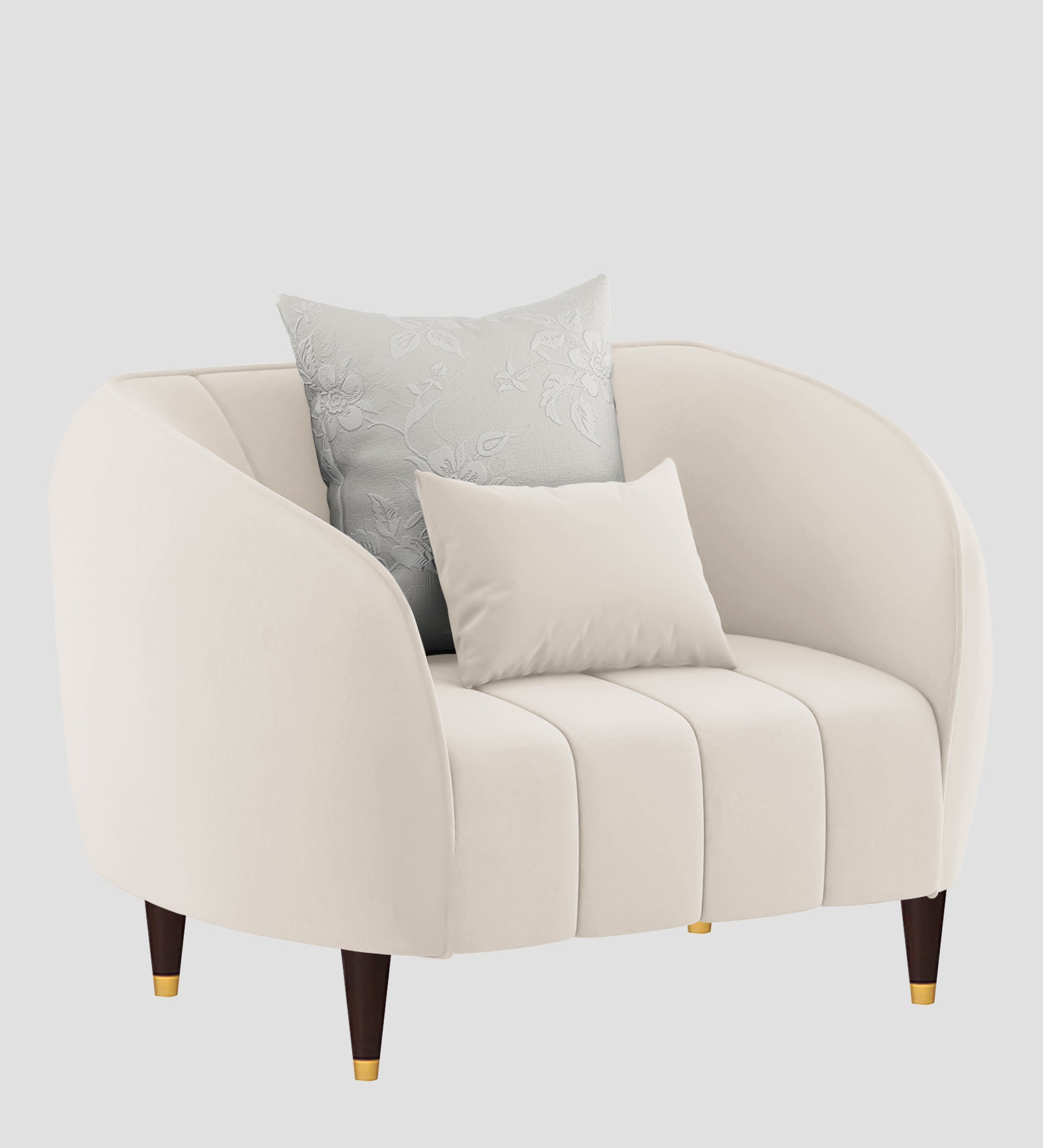 Hairo Velvet 1 Seater Sofa In  Camel Beige Colour - Febonic Living