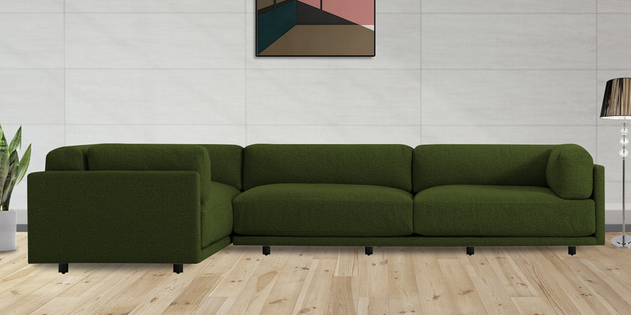 Nixon Fabric 6 Seater Rhs Corner Sofa In Olive Green Colour - Febonic Living