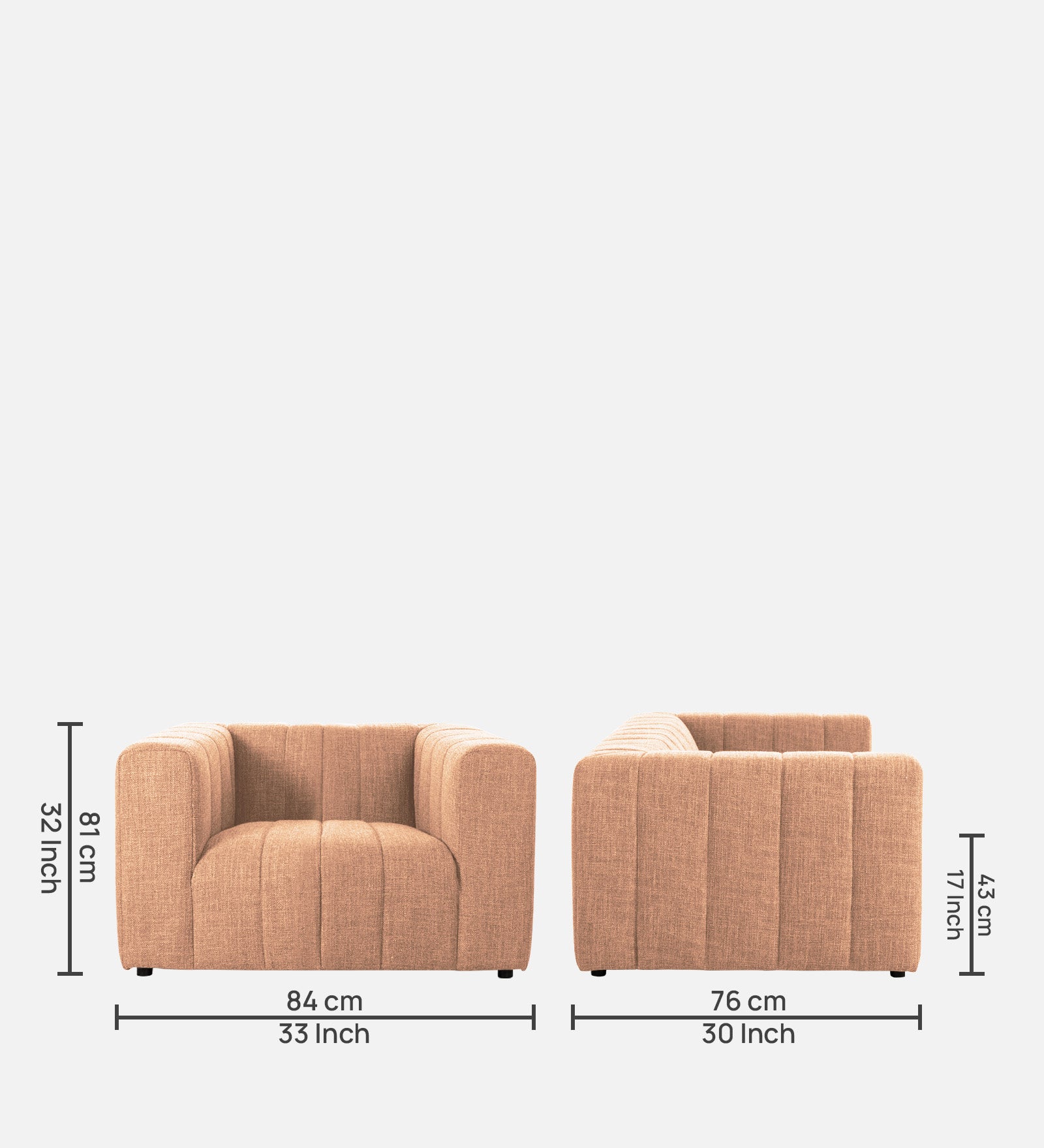 Lara Fabric 1 Seater Sofa in Cosmic Beige Colour