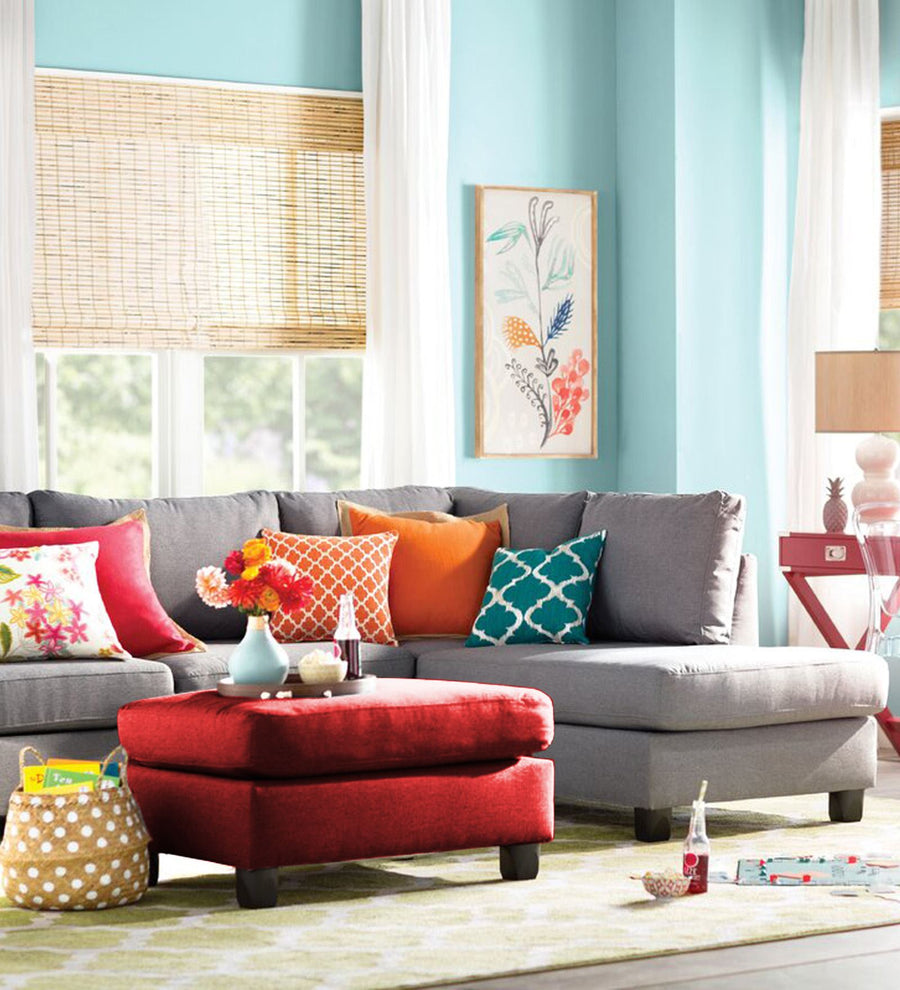 Balkan Fabric Pouffe In Blood Maroon Colour - Febonic Living