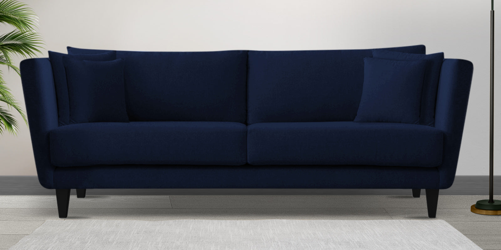 Norway Velvet 3 Seater Sofa In Indigo Blue Colour - Febonic Living