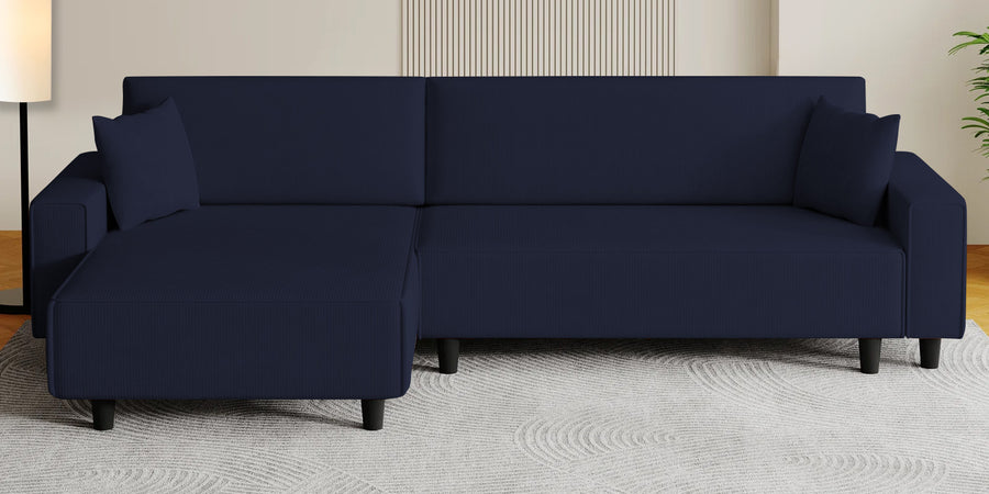 Peach Fabric Rhs 6 Seater Sofa Cum Bed With Storage In Royal Blue Colour - Febonic Living