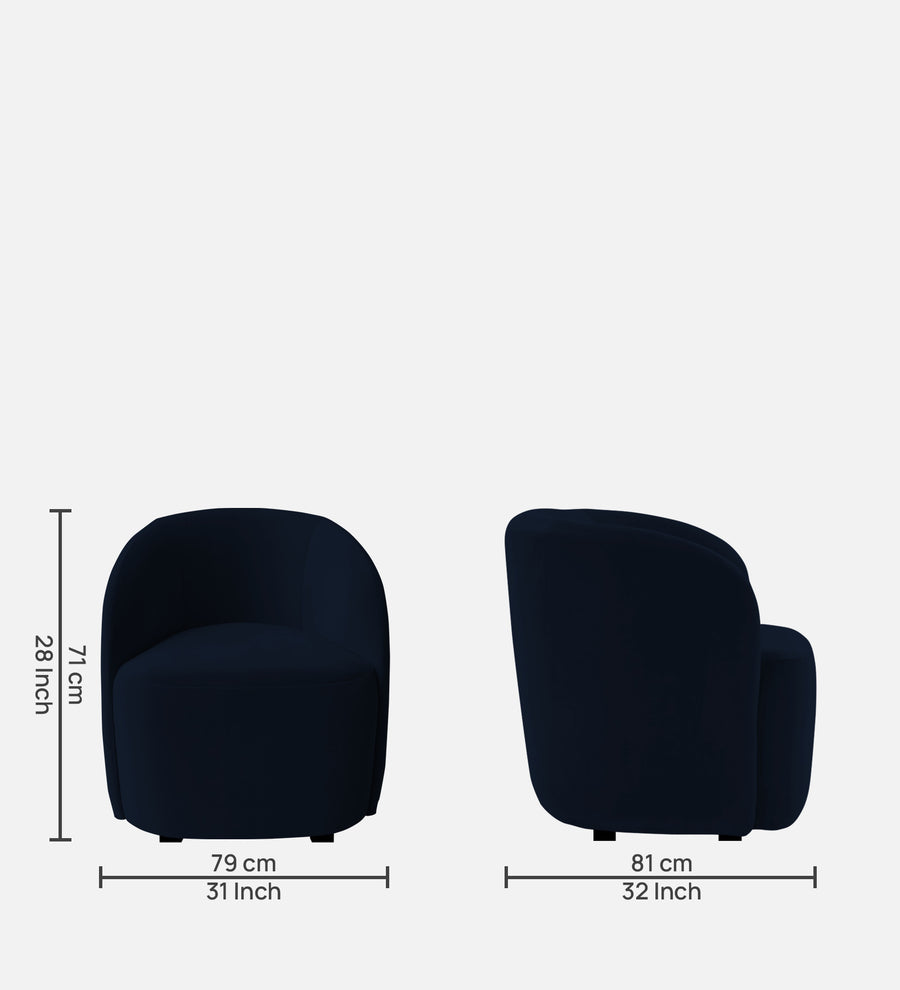 Lucky Velvet Lounge Chair In Dark Blue Colour - Febonic Living