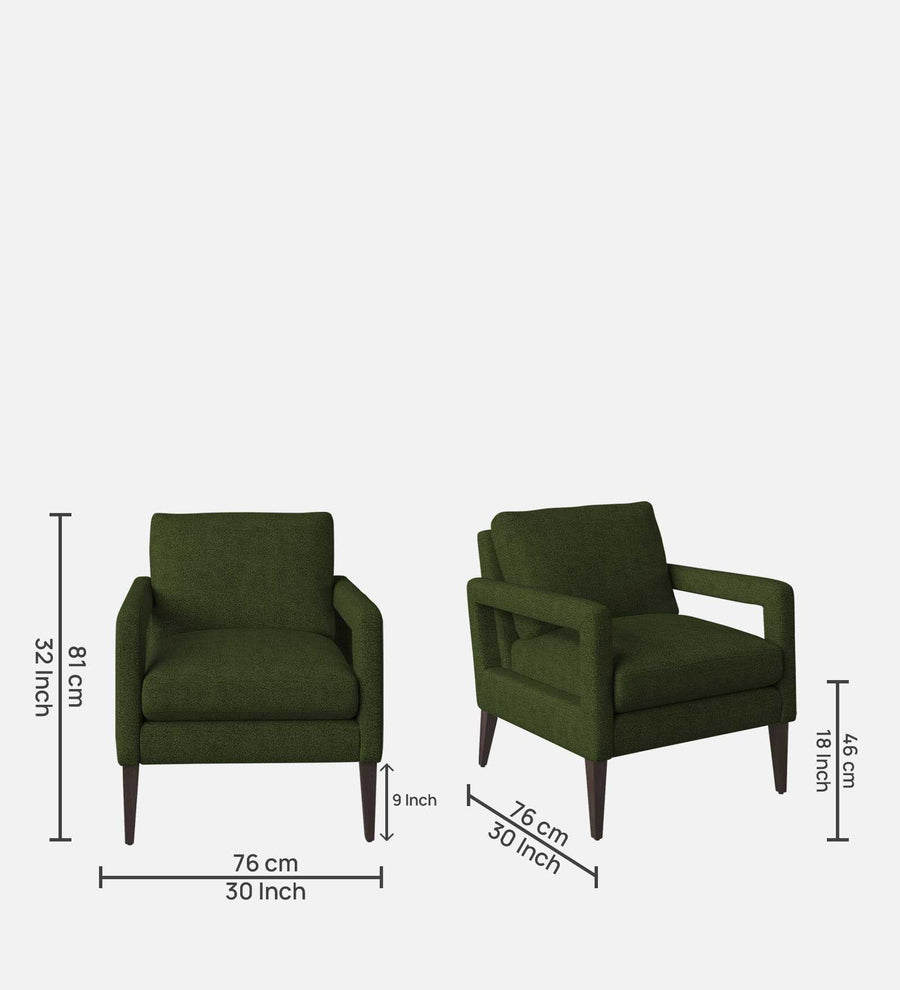 Olsen Fabric Arm Chair In Olive Green Colour - Febonic Living