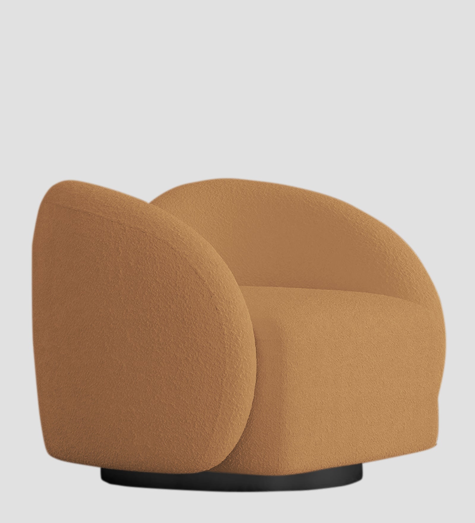 Miles Boucle Fabric Swivel Chair in Daisy Yellow Colour
