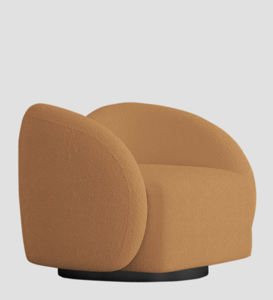 Miles Boucle Fabric Swivel Chair In Daisy Yellow Colour - Febonic Living