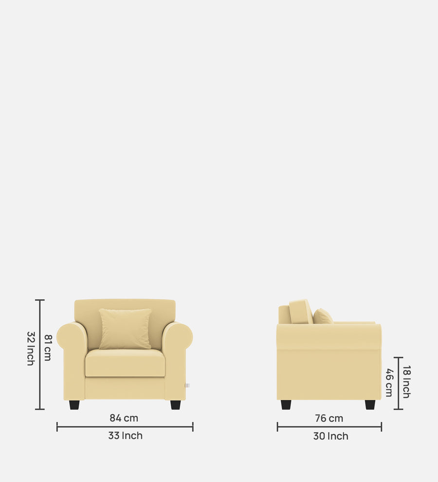 Numonk Velvet 1 Seater Sofa In Sandy Beige Colour - Febonic Living