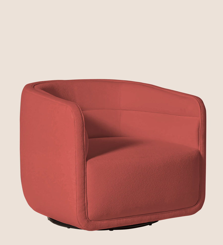 Ria Fabric Swivel Chair In Salmon Pink Colour - Febonic Living