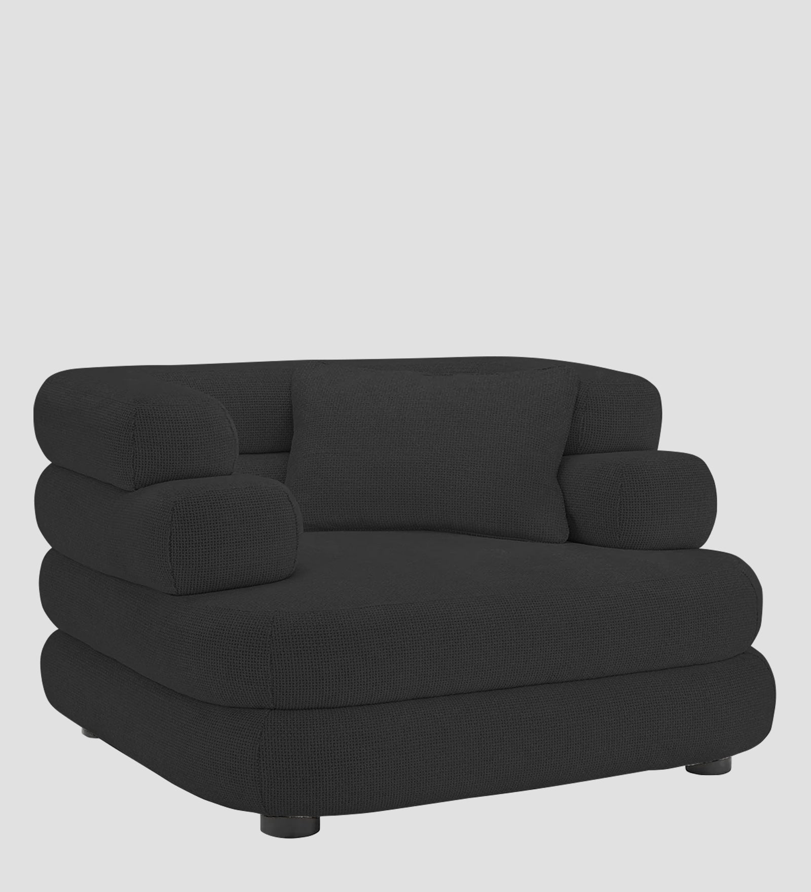 Wener Fabric 1 Seater Sofa in Bitter Black Colour