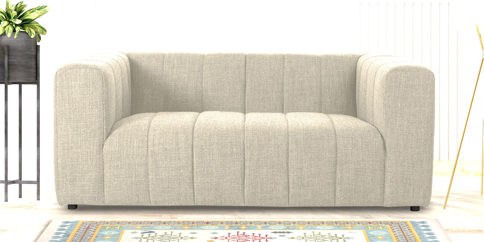 Lara Fabric 2 Seater Sofa in Ivory Cream Colour