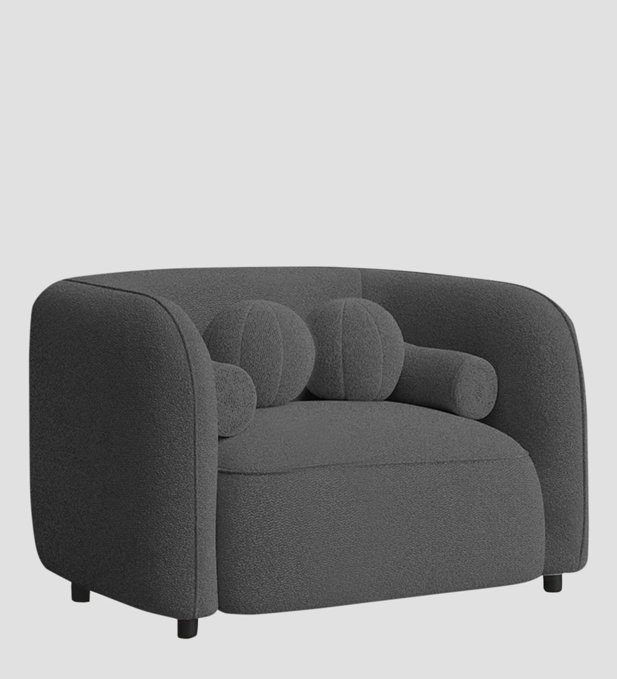 Corny Boucle Fabric 1 Seater Sofa In Lava Grey Colour - Febonic Living