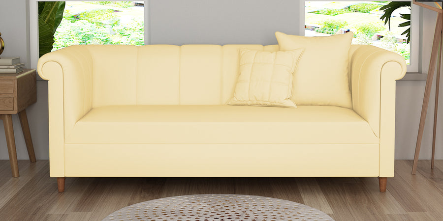 Rubi Velvet 3 Seater Sofa In Sandy Beige Colour - Febonic Living