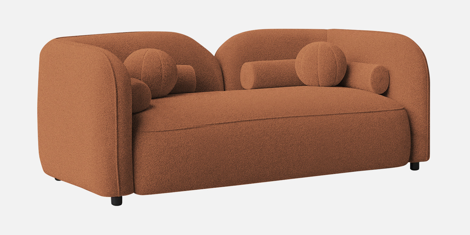 Corny Fur Fabric 2 Seater Sofa in Light Orange Colour