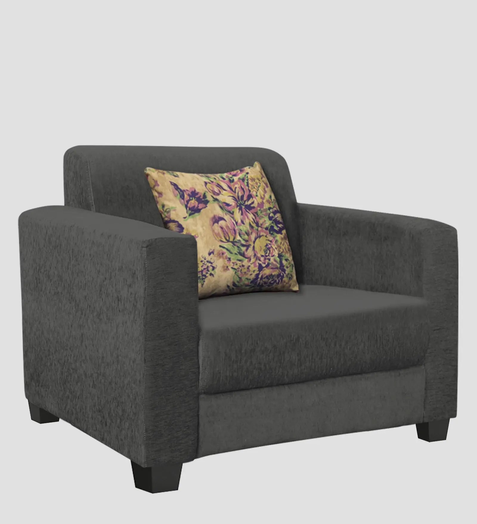 Lipu Fabric 1 Seater Sofa In Charcoal Grey Colour Febonic Living