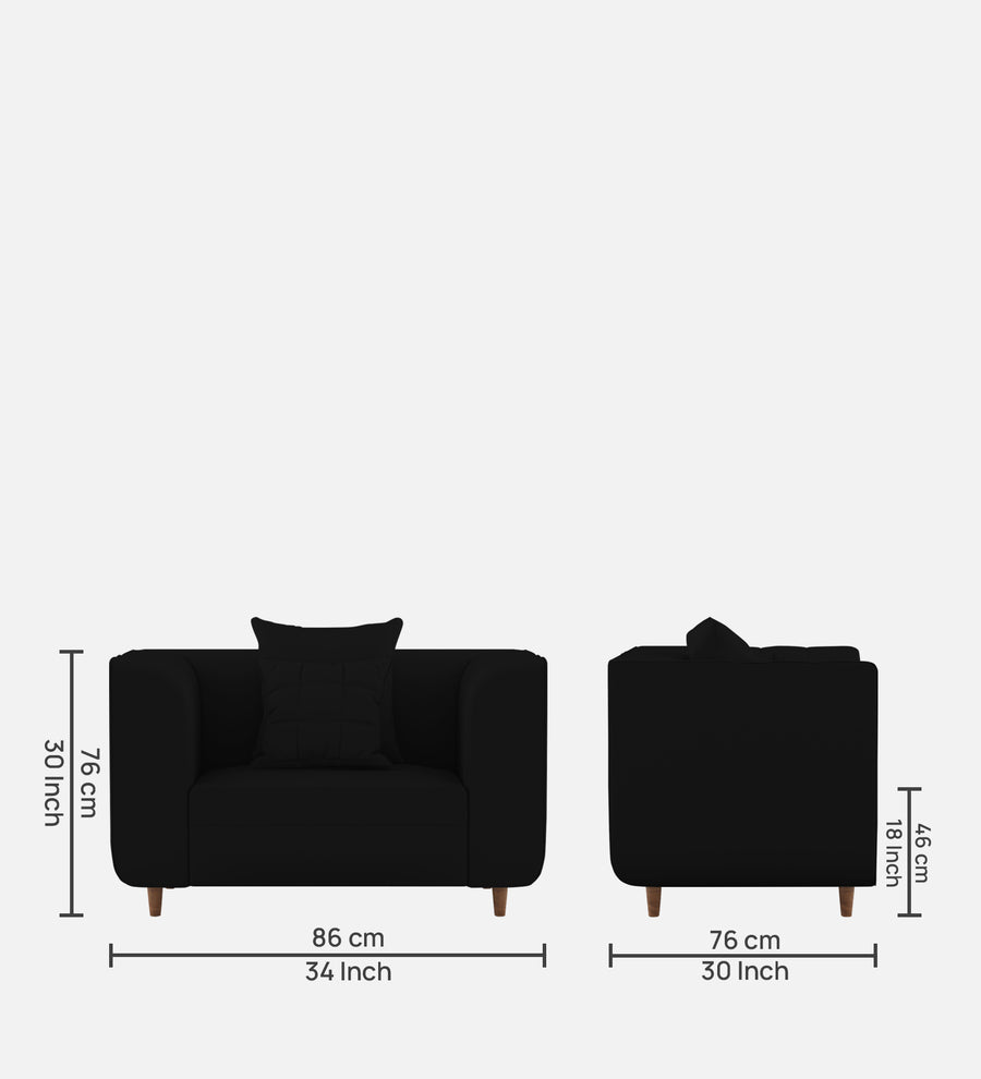 Sumo Velvet 1 Seater Sofa In Adam Black Colour - Febonic Living