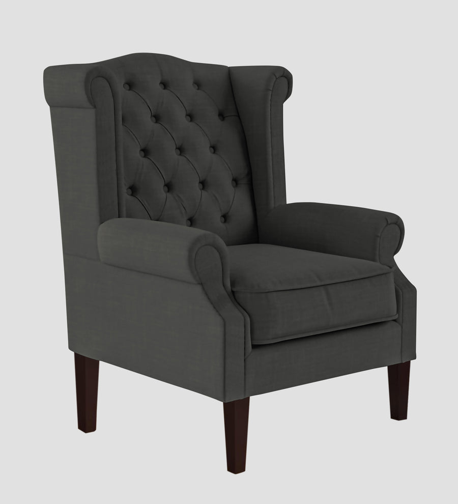 Neyub Fabric Wing Chair In Charcoal Grey Colour - Febonic Living