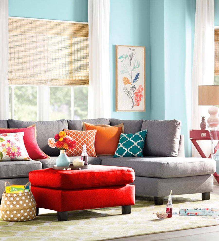 Mubila Fabric Ottoman In Ruby Red Colour With Storage - Febonic Living