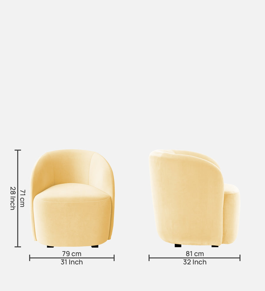 Lucky Velvet Lounge Chair In Sandy Beige Colour - Febonic Living