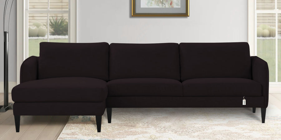 Piku Fabric Rhs Sectional Sofa 3 Lounger In Cara Brown Colour - Febonic Living