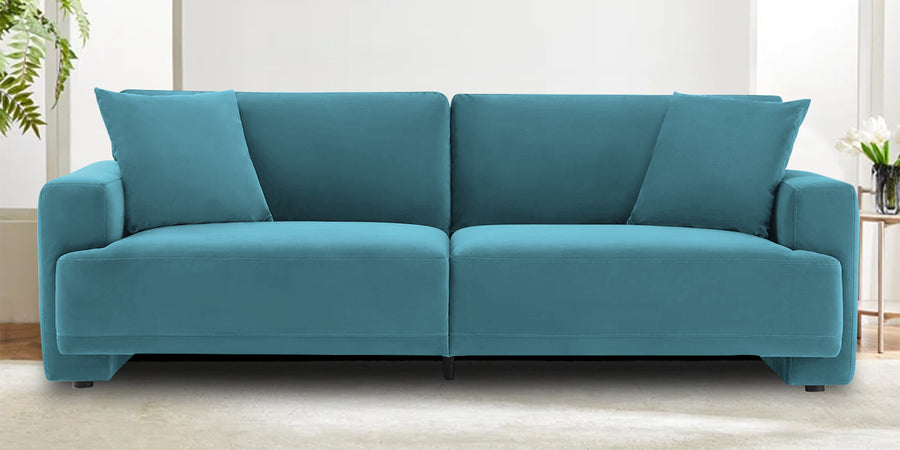 Kosta Velvet 3 Seater Sofa In Aqua Blue Colour - Febonic Living