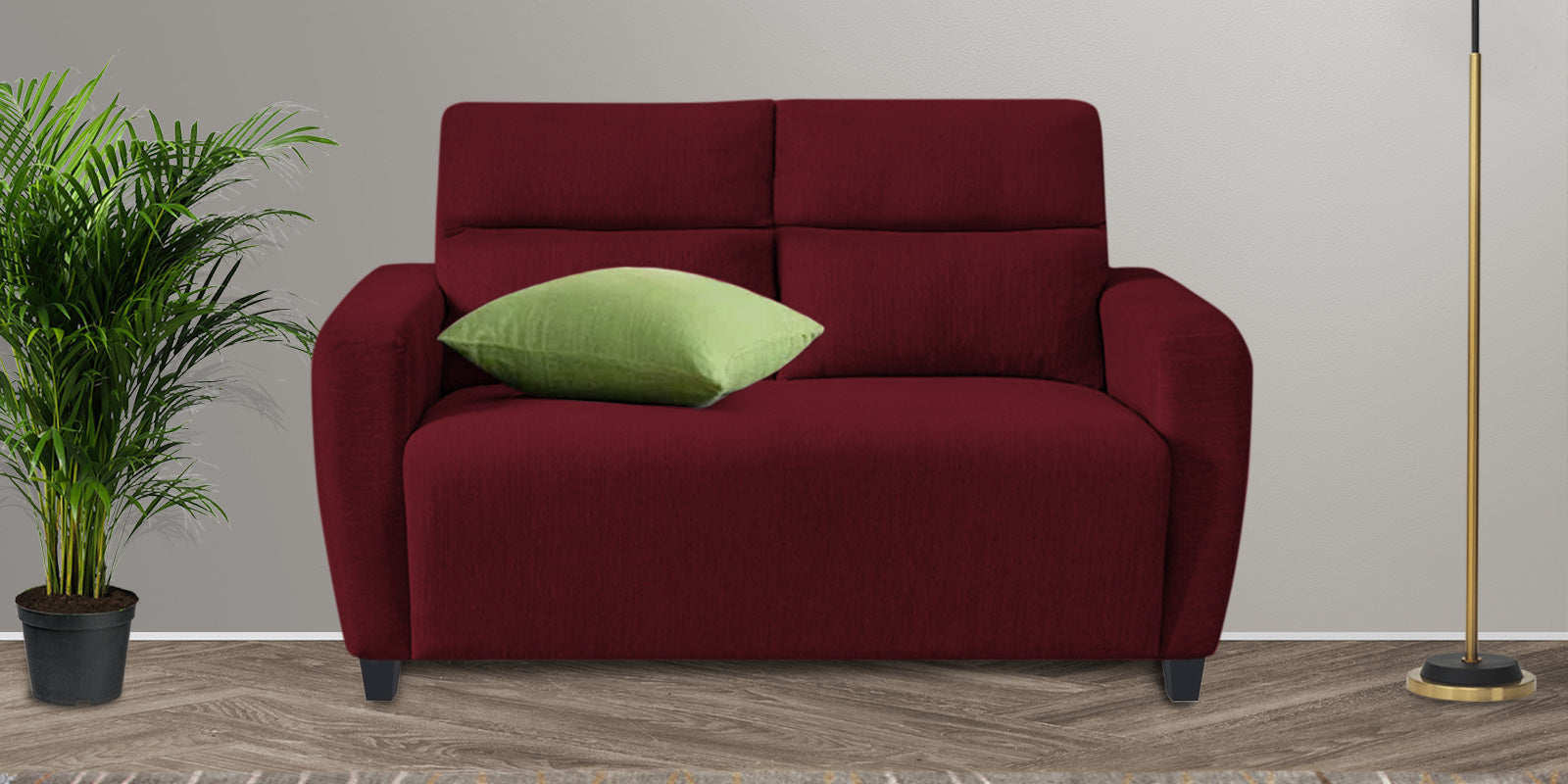 Bakadi Fabric 2 Seater Sofa in Blood Maroon Colour