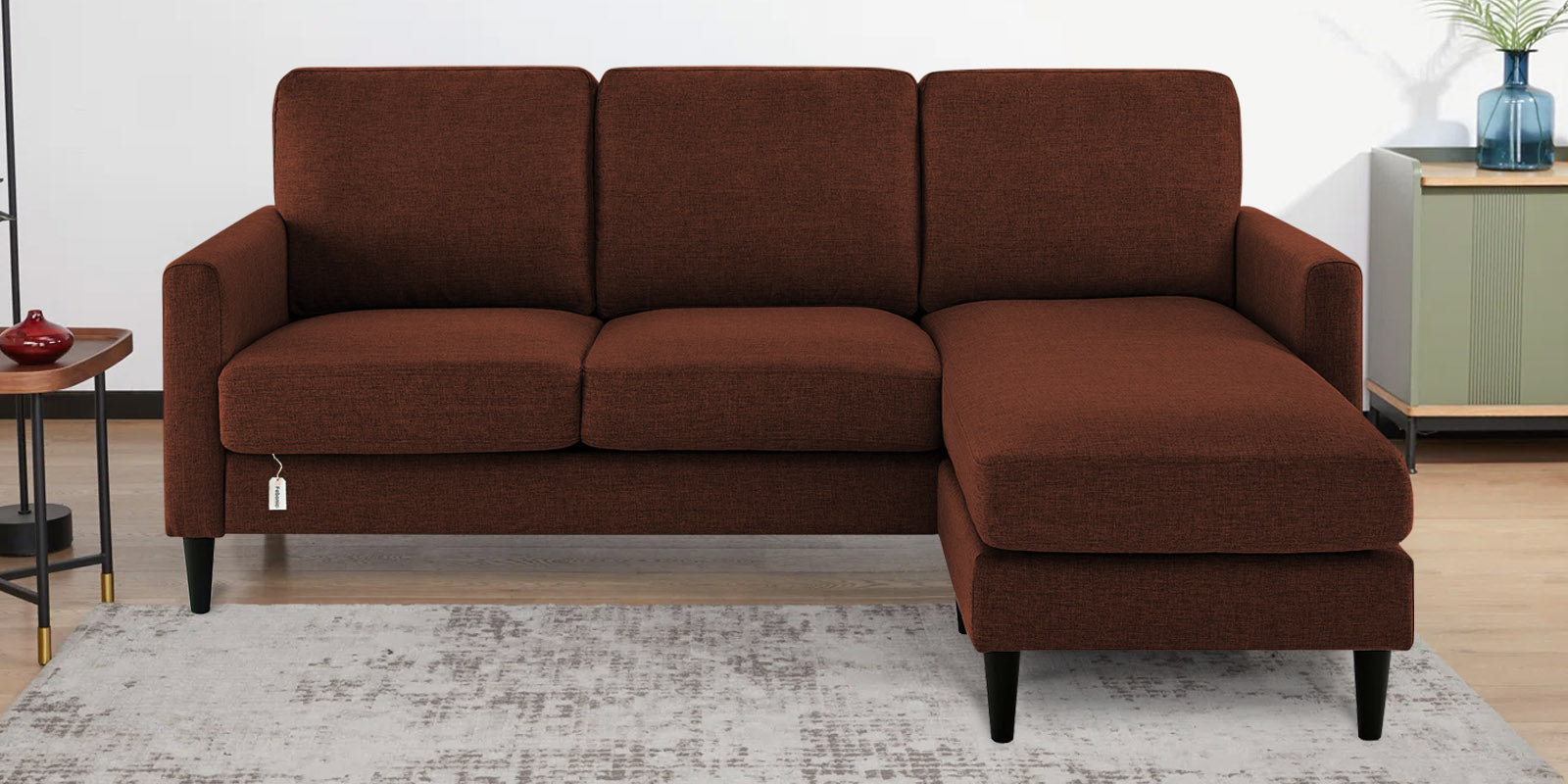 Romie Fabric LHS Sectional Sofa (2+Lounger) in Coffee Brown Colour