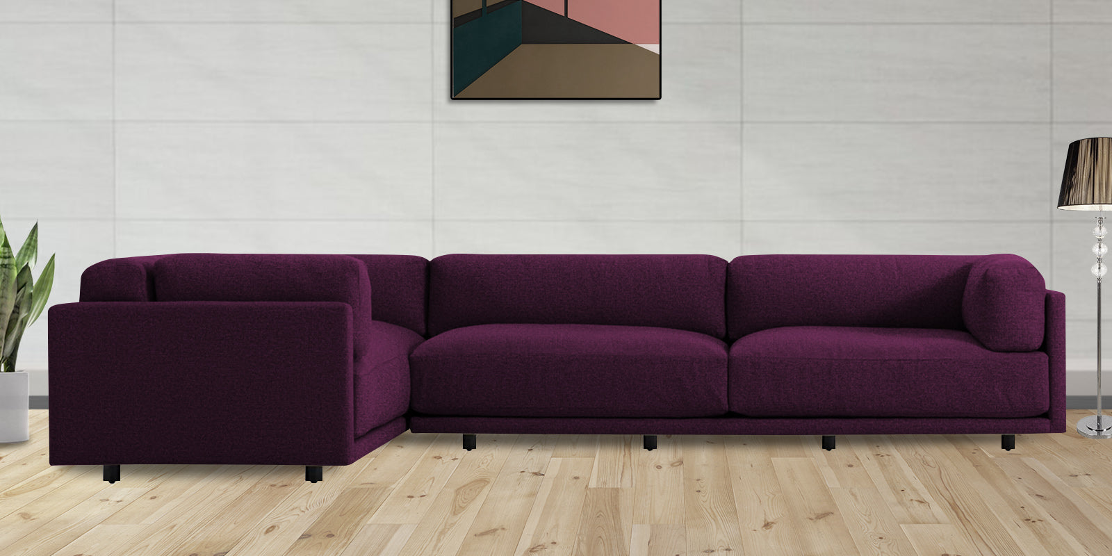 Nixon Fabric 6 Seater RHS Sectional Sofa In Greek Purple Colour