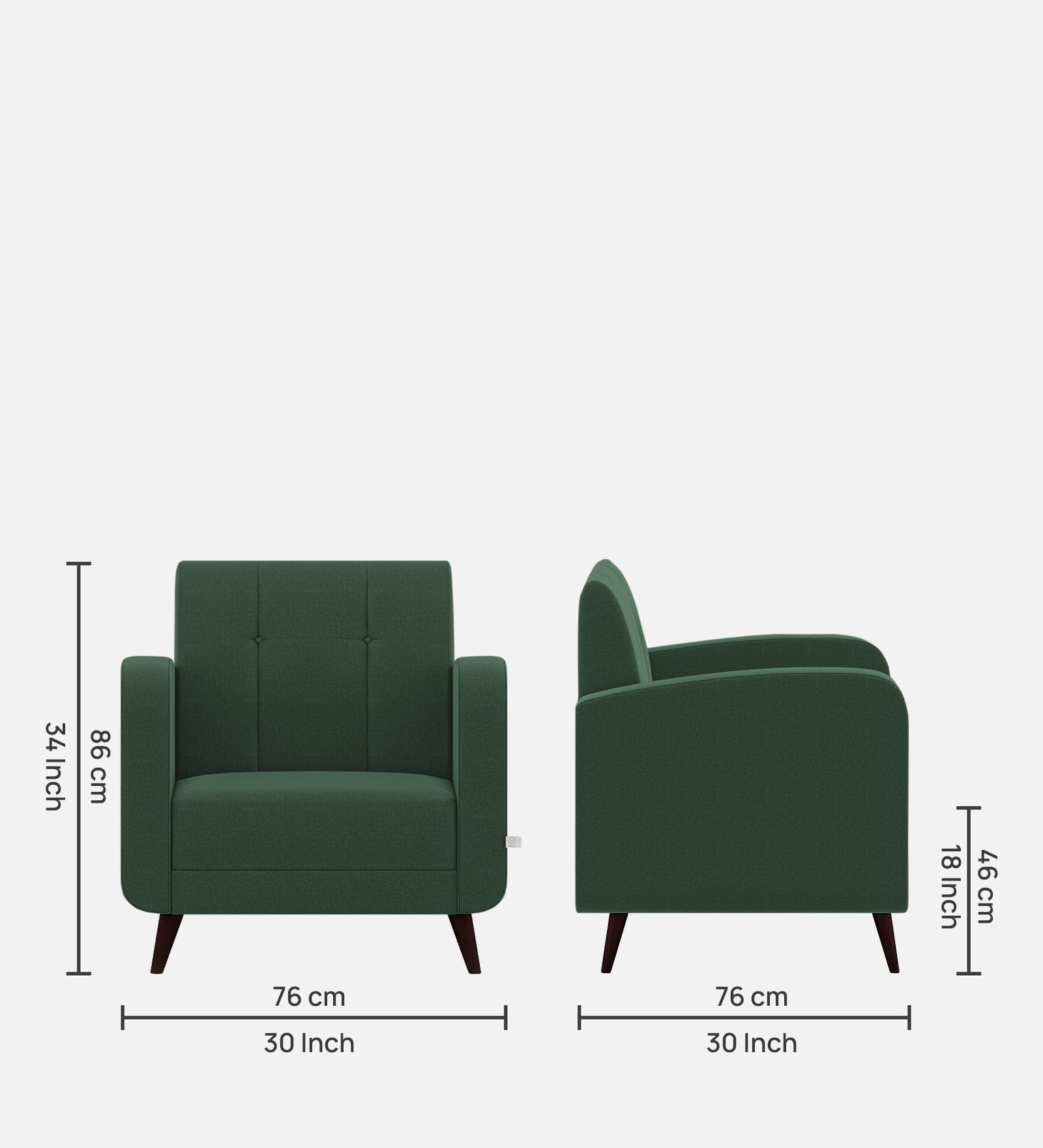 Wiki Velvet 1 Seater Sofa in Amazon Green Colour