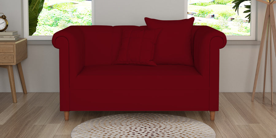 Rubi Velvet 2 Seater Sofa In Cherry Red Colour - Febonic Living