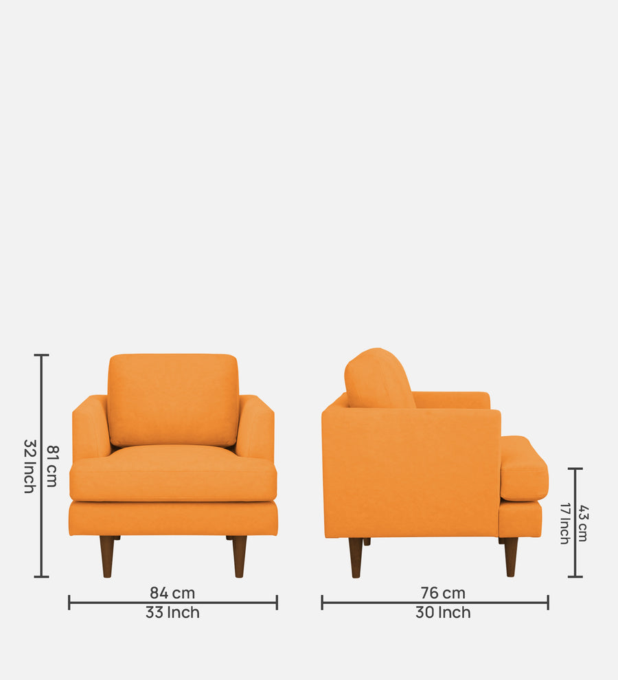 Motra Velvet 1 Seater Sofa In Tangerine Orange Colour - Febonic Living