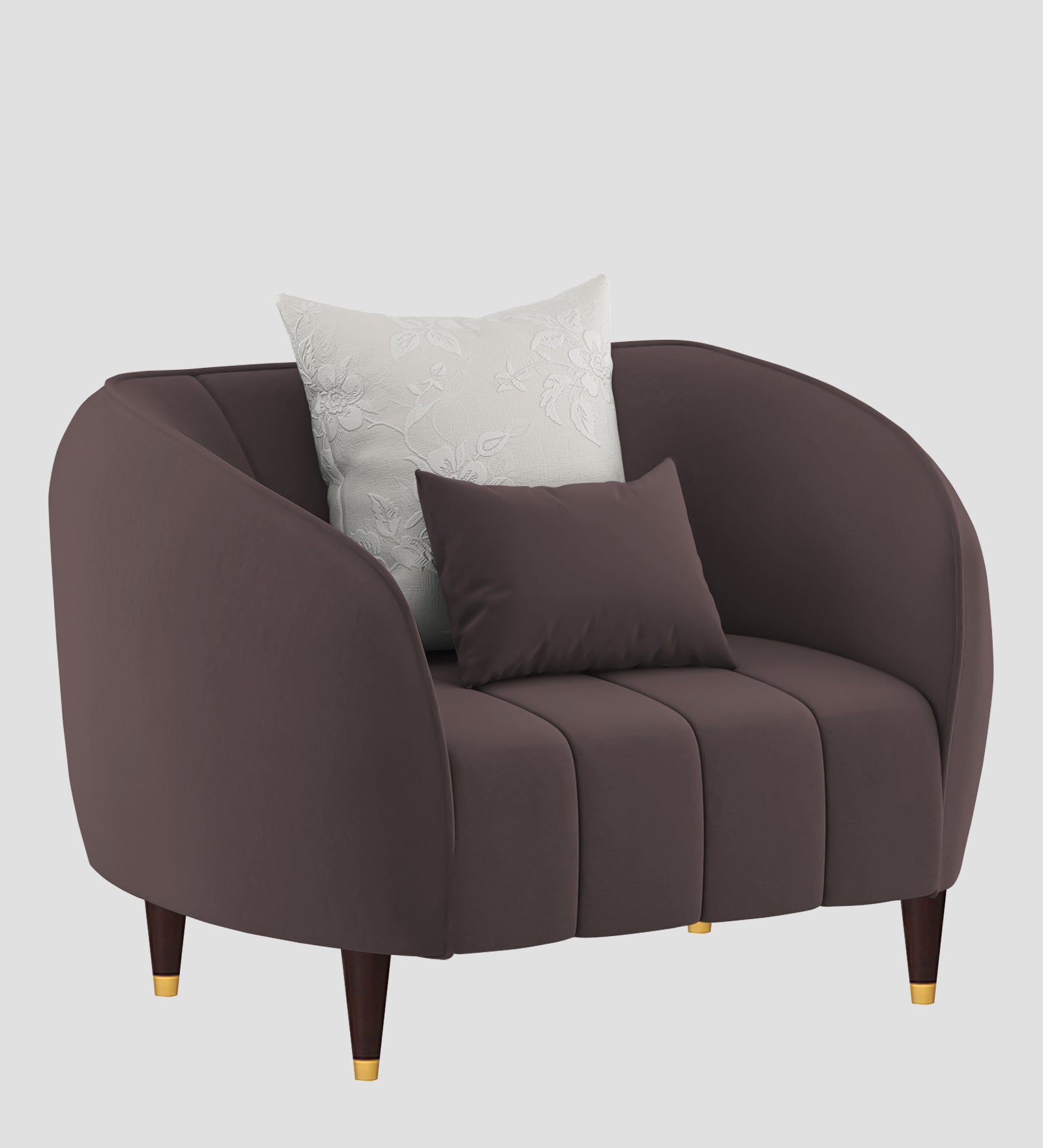 Hairo Velvet 1 Seater Sofa In  Mocha Brown Colour - Febonic Living