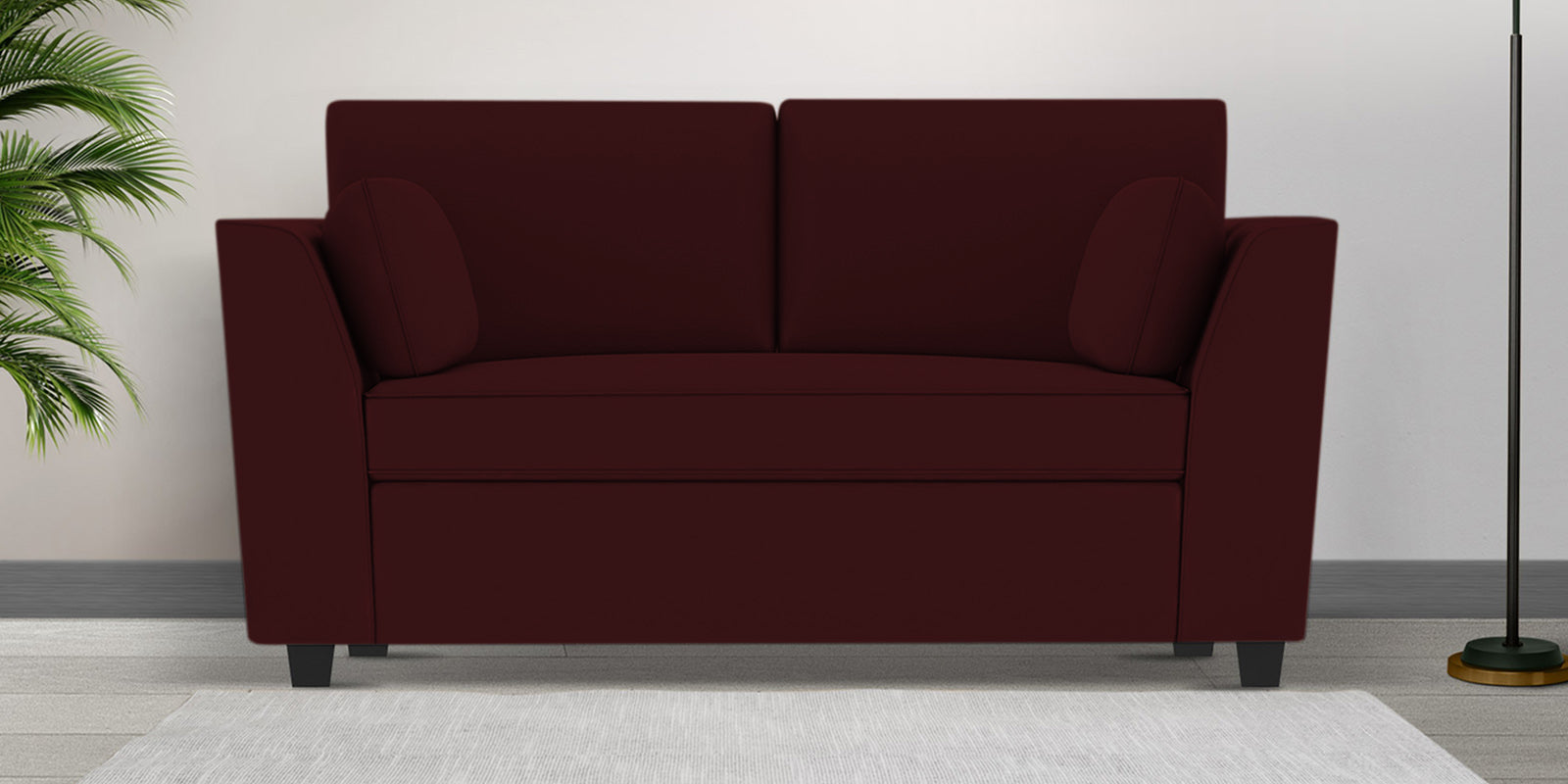 Bristo Velvet 2 Seater Sofa in Blood Maroon Colour With Storage