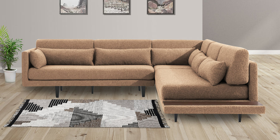 Malta Fabric 6 Seater Lhs Corner Sofa In Cookie Beige Colour - Febonic Living