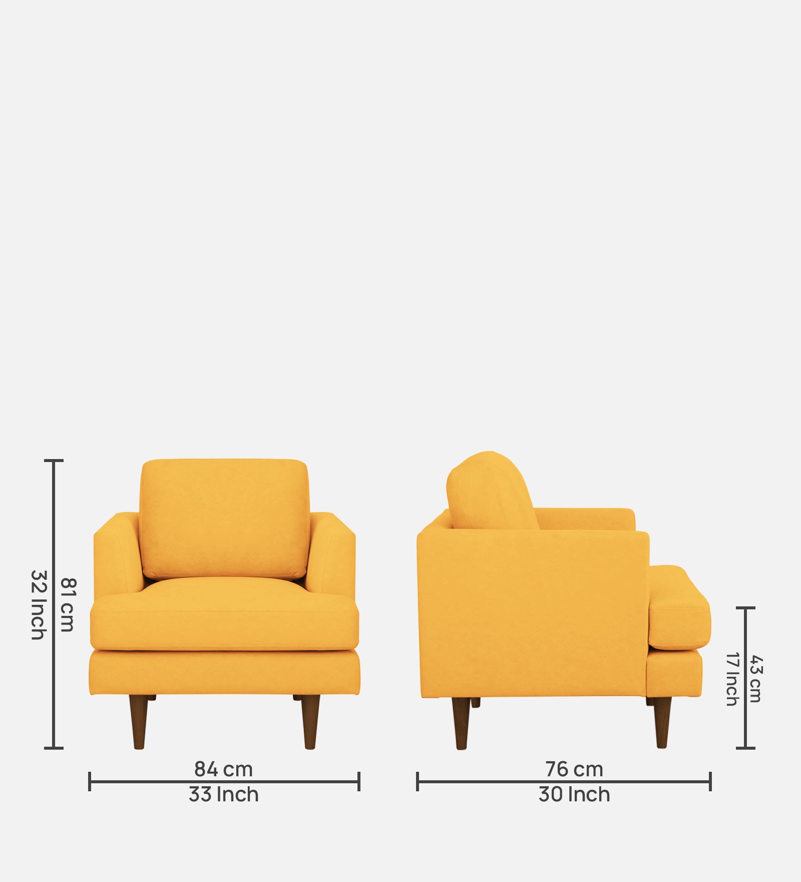 Motra Velvet 1 Seater Sofa in Turmeric yellow Colour