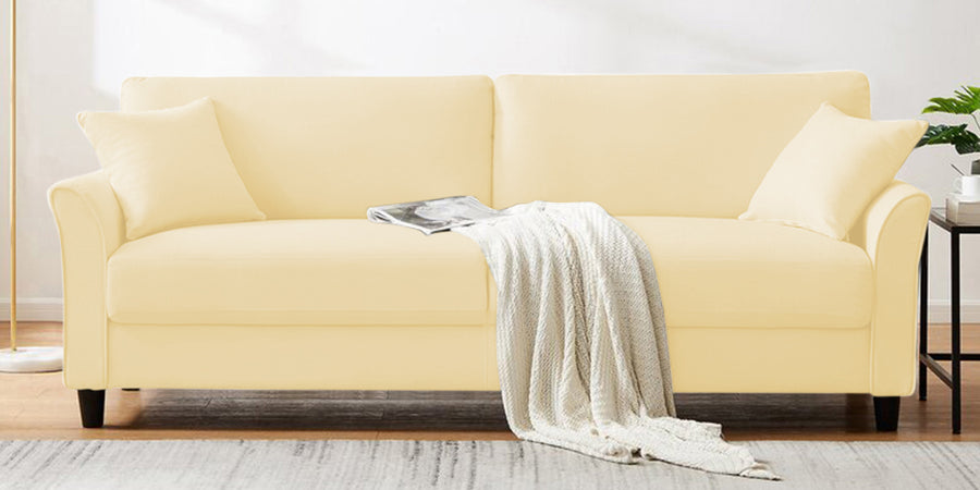 Daroo Velvet 3 Seater Sofa In Sandy Beige Colour - Febonic Living