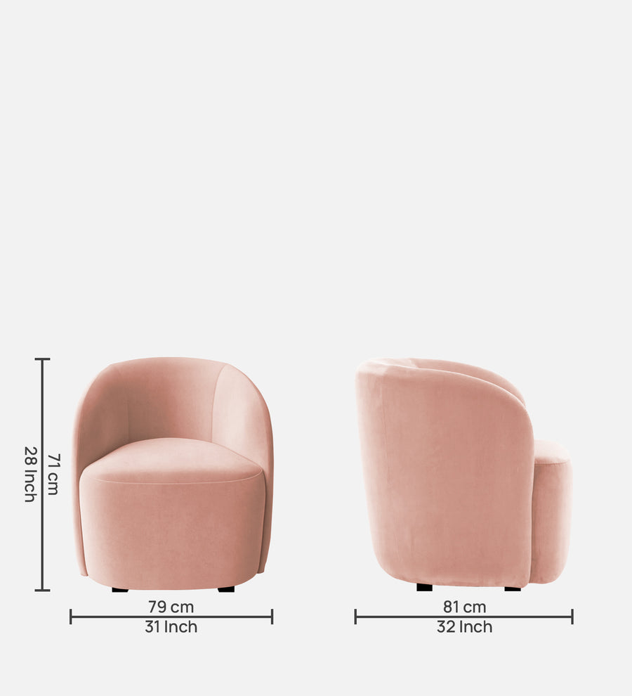 Lucky Velvet Lounge Chair In Blush Pink Colour - Febonic Living
