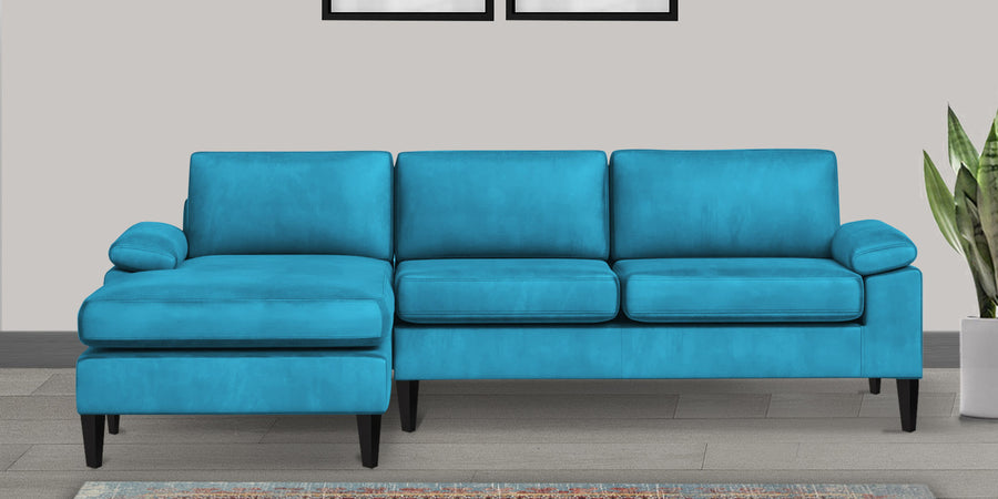 Vegas Velvet Rhs Sectional Sofa 3 Lounger In Aqua Blue Colour - Febonic Living
