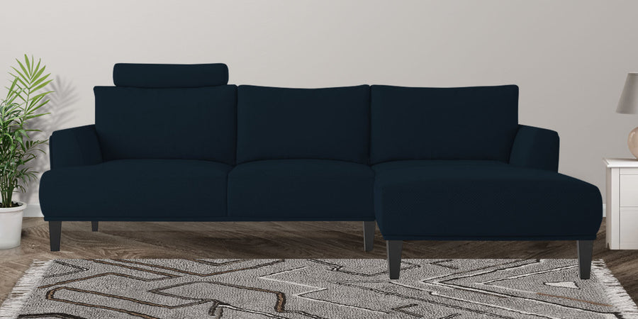 Como Fabric Lhs Sectional Sofa 3 Lounger In Denim Blue Colour - Febonic Living