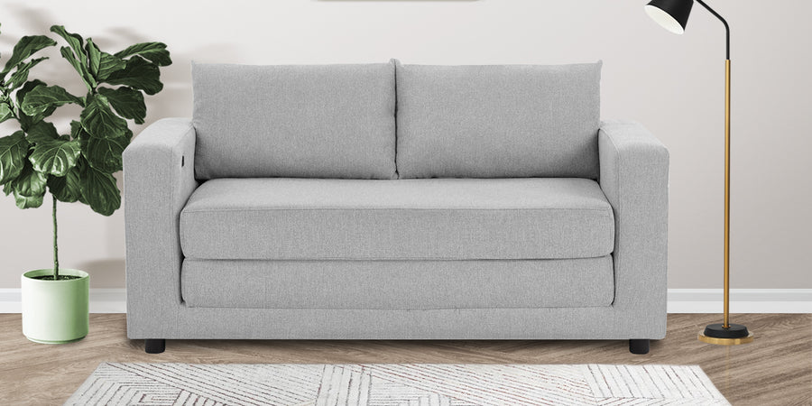 Roman Fabric 3 Seater Foldable Sofa Cum Bed In Lit Grey Colour With Usb Port - Febonic Living