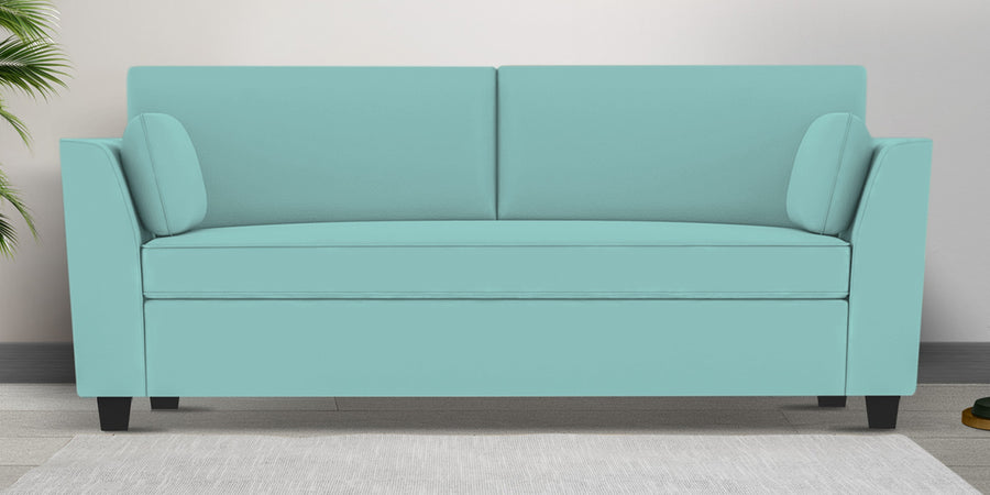 Bristo Velvet 3 Seater Sofa In Barmunda Aqua Colour With Storage - Febonic Living